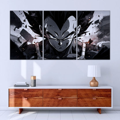 Dragon Ball Z Vegeta Canvas Wall Art - 5 Piece Split Panel Anime Poster - Framed Ready to Hang Living Room Man Cave Decor - DR5115
