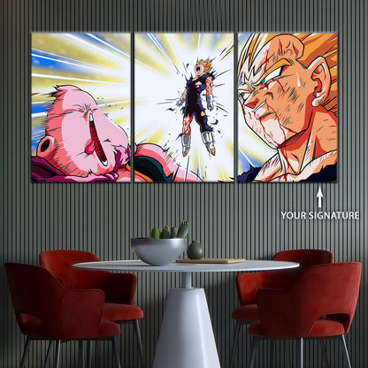 Dragon Ball Z Vegeta Final Explosion Canvas Wall Art - 5 Piece Split Panel Anime Poster - Framed Ready to Hang Living Room Man Cave Decor - DR5127