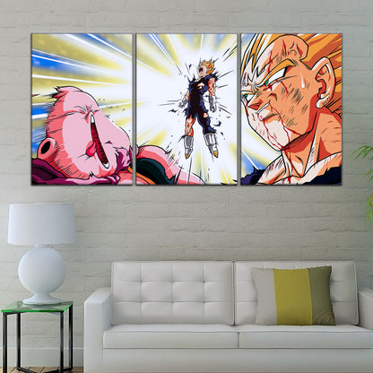 Dragon Ball Z Vegeta Final Explosion Canvas Wall Art - 5 Piece Split Panel Anime Poster - Framed Ready to Hang Living Room Man Cave Decor - DR5127