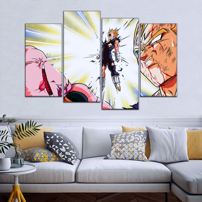 Dragon Ball Z Vegeta Final Explosion Canvas Wall Art - 5 Piece Split Panel Anime Poster - Framed Ready to Hang Living Room Man Cave Decor - DR5127