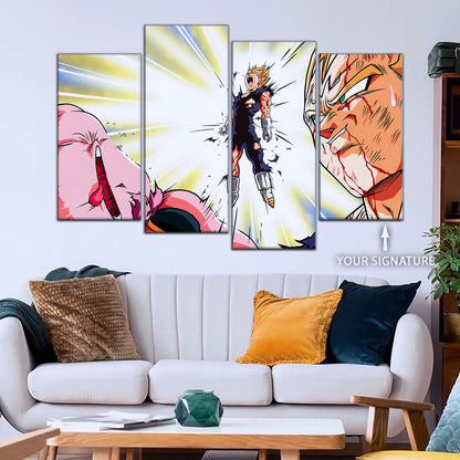 Dragon Ball Z Vegeta Final Explosion Canvas Wall Art - 5 Piece Split Panel Anime Poster - Framed Ready to Hang Living Room Man Cave Decor - DR5127