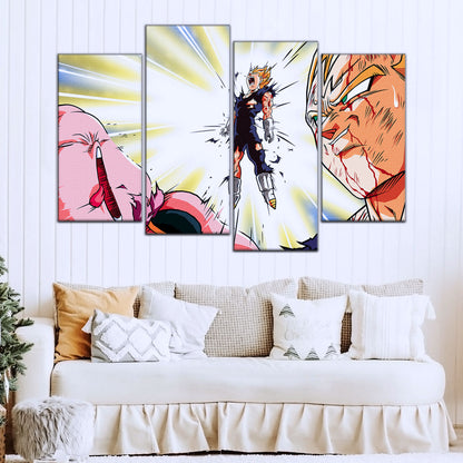 Dragon Ball Z Vegeta Final Explosion Canvas Wall Art - 5 Piece Split Panel Anime Poster - Framed Ready to Hang Living Room Man Cave Decor - DR5127