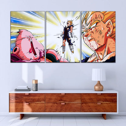 Dragon Ball Z Vegeta Final Explosion Canvas Wall Art - 5 Piece Split Panel Anime Poster - Framed Ready to Hang Living Room Man Cave Decor - DR5127