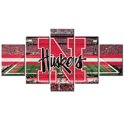 Football Team - 5 Pieces Wall Art - FT5021 - Nebraska Cornhuskers - Huskers - Football Team Poster - Football Team Canvas