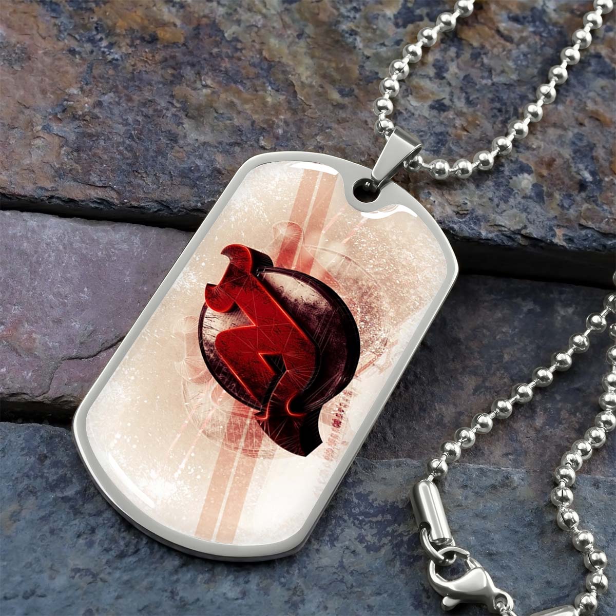 Ice Hockey - HKD001 - New Jersey Devils - Bold Sports Emblem - Ice Hockey Dog Tag - Military Ball Chain - Luxury Dog Tag