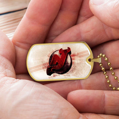 Ice Hockey - HKD001 - New Jersey Devils - Bold Sports Emblem - Ice Hockey Dog Tag - Military Ball Chain - Luxury Dog Tag