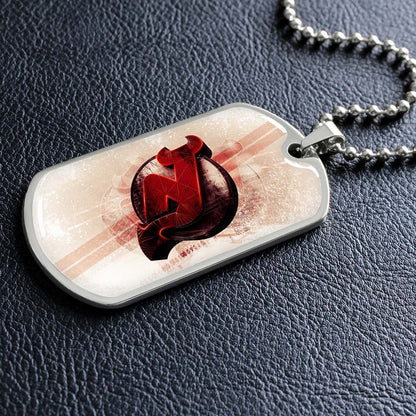 Ice Hockey - HKD001 - New Jersey Devils - Bold Sports Emblem - Ice Hockey Dog Tag - Military Ball Chain - Luxury Dog Tag