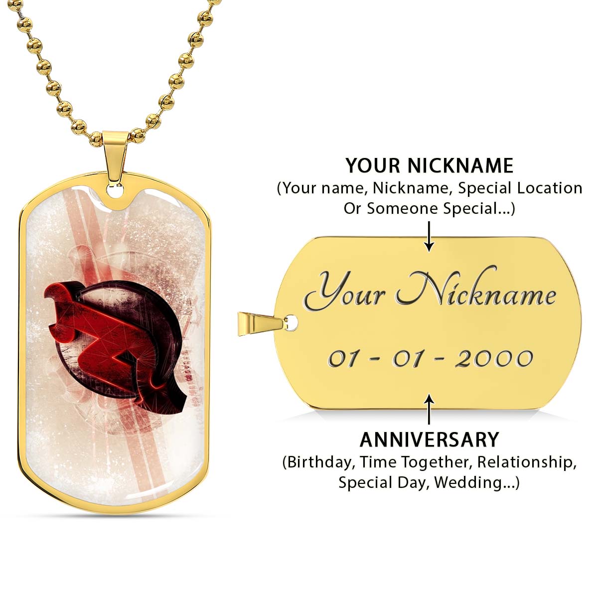 Ice Hockey - HKD001 - New Jersey Devils - Bold Sports Emblem - Ice Hockey Dog Tag - Military Ball Chain - Luxury Dog Tag