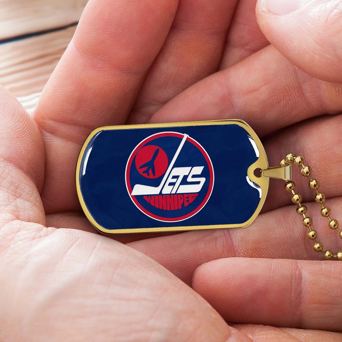 Hockey Dog Tag Necklace - HKD002 - Winnipeg Jets Sports - Military Ball Chain