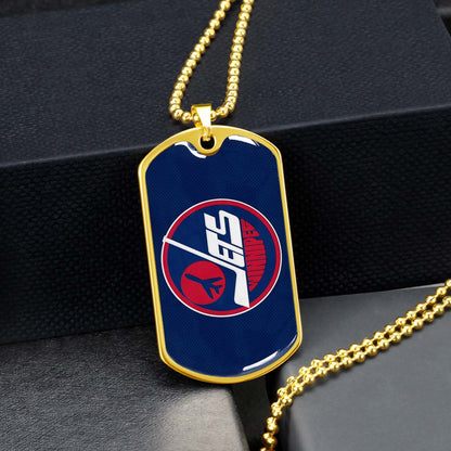 Hockey Dog Tag Necklace - HKD002 - Winnipeg Jets Sports - Military Ball Chain
