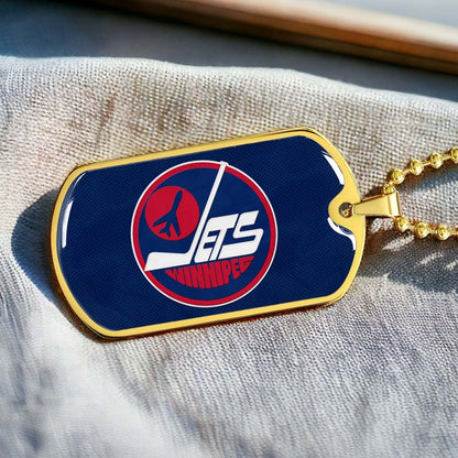 Hockey Dog Tag Necklace - HKD002 - Winnipeg Jets Sports - Military Ball Chain