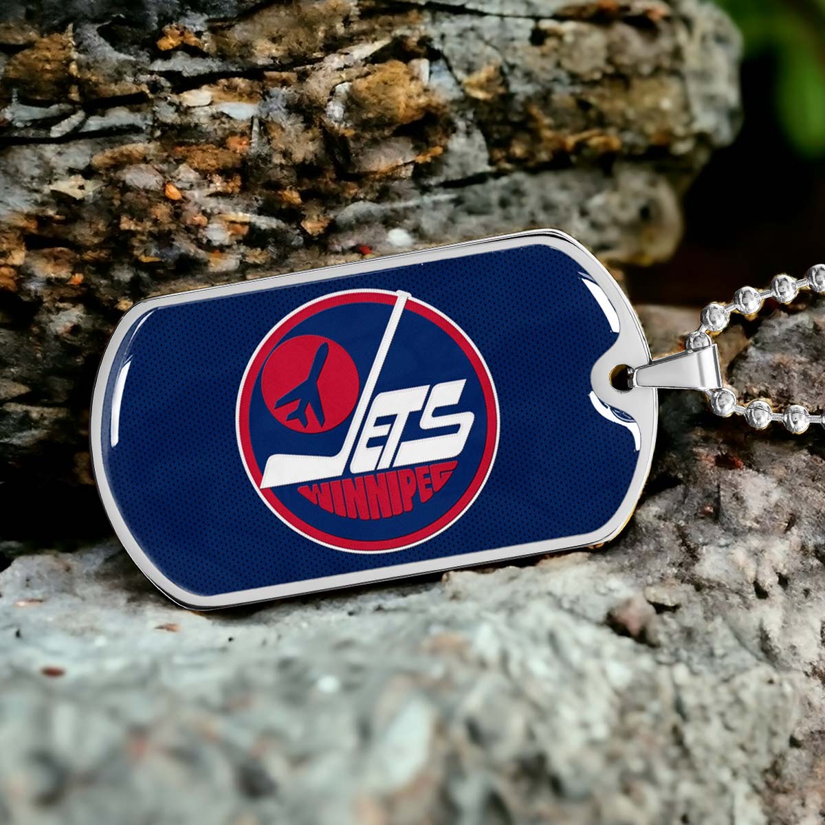 Hockey Dog Tag Necklace - HKD002 - Winnipeg Jets Sports - Military Ball Chain