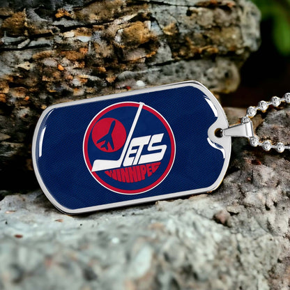 Hockey Dog Tag Necklace - HKD002 - Winnipeg Jets Sports - Military Ball Chain