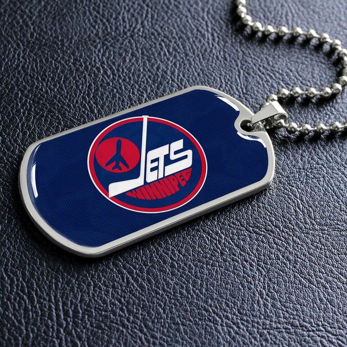 Hockey Dog Tag Necklace - HKD002 - Winnipeg Jets Sports - Military Ball Chain