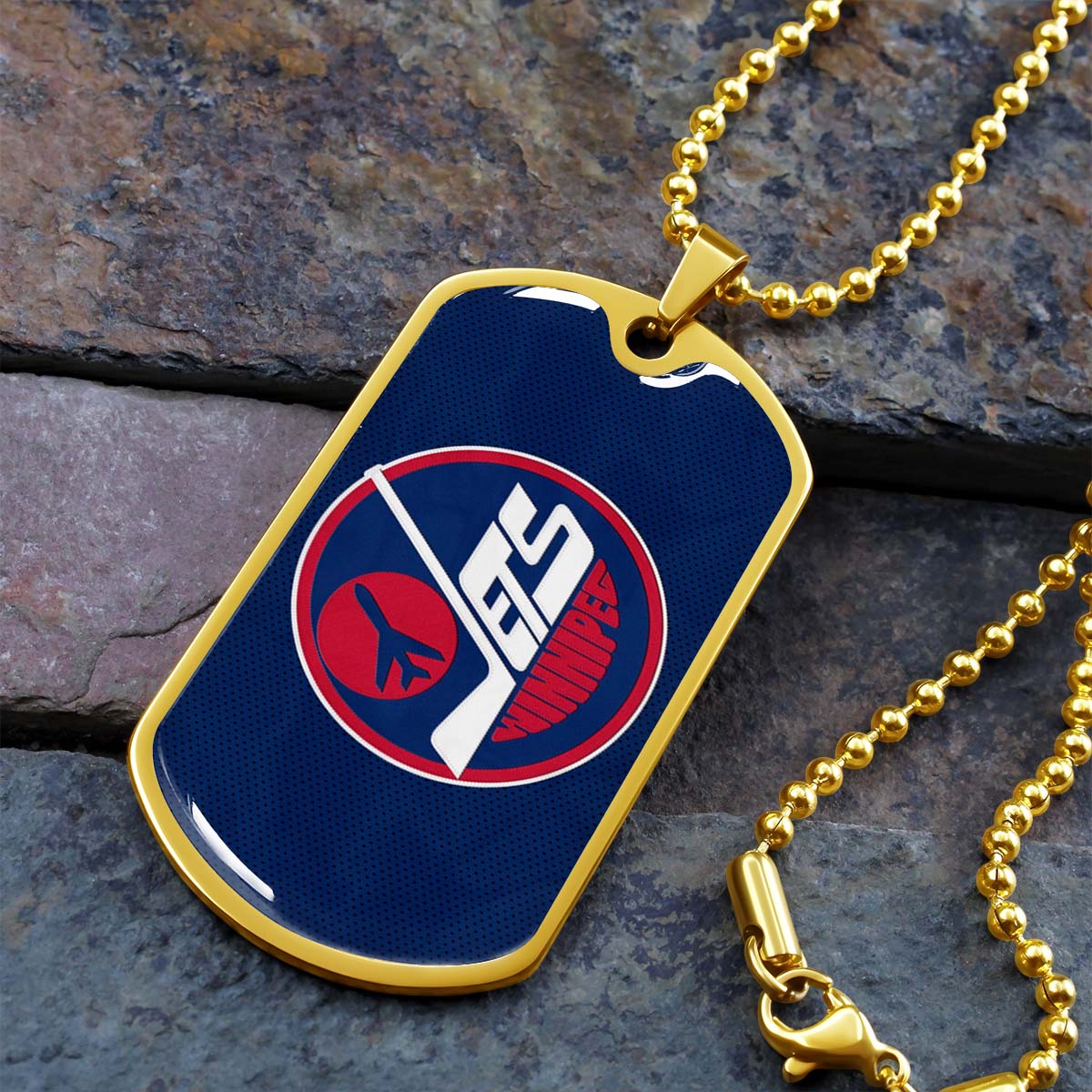 Hockey Dog Tag Necklace - HKD002 - Winnipeg Jets Sports - Military Ball Chain