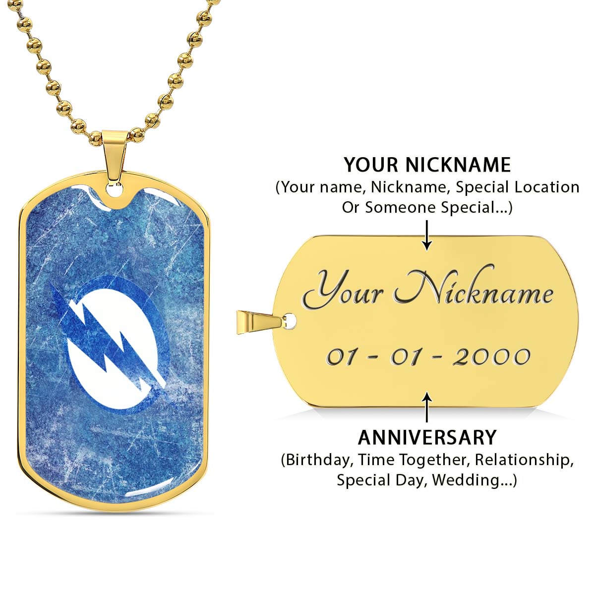 Ice Hockey - HKD003 - Tampa Bay Lightning - Ice Hockey Dog Tag - Military Ball Chain - Luxury Dog Tag