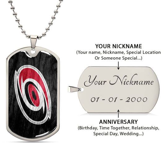 Hockey Dog Tag Necklace - HKD004 - Carolina Hurricanes - Military Ball Chain