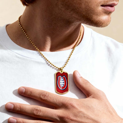 Hockey Dog Tag Necklace - HKD005 - Canadiens - Military Ball Chain