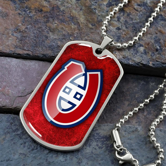 Hockey Dog Tag Necklace - HKD005 - Canadiens - Military Ball Chain