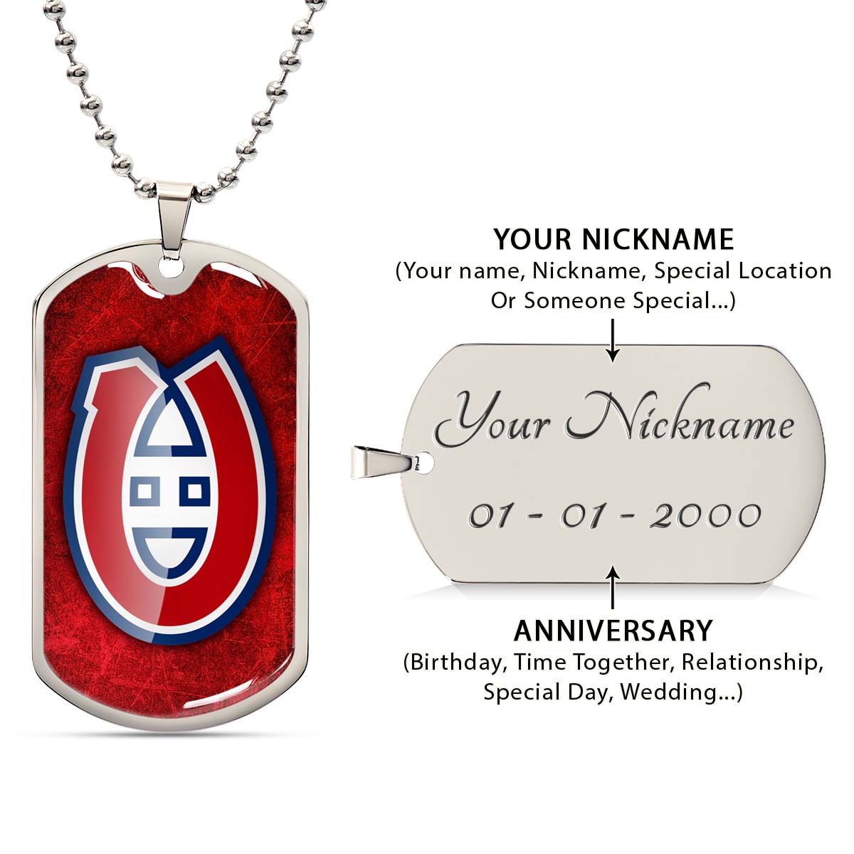 Ice Hockey - HKD005 - Canadiens - Ice Hockey Dog Tag - Military Ball Chain - Luxury Dog Tag