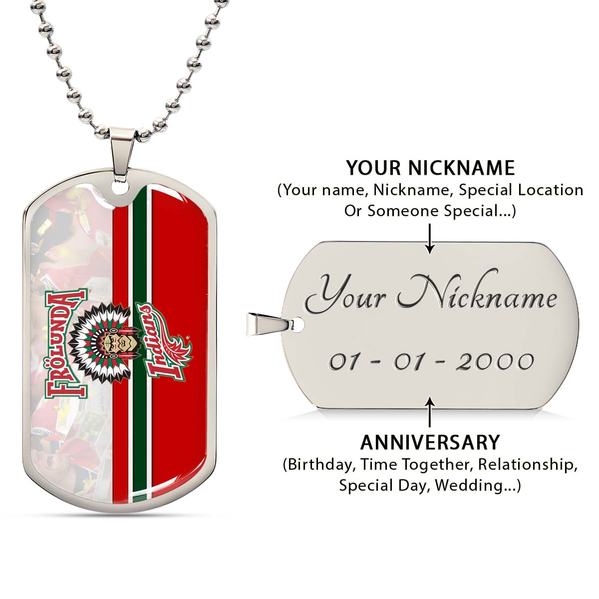 Ice Hockey - HKD006 - Frolunda Indians - FHC Golden - Ice Hockey Dog Tag - Military Ball Chain - Luxury Dog Tag
