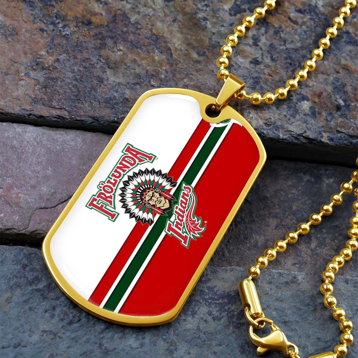 Ice Hockey - HKD007 - Frolunda Indians - FHC Golden - Ice Hockey Dog Tag - Military Ball Chain - Luxury Dog Tag