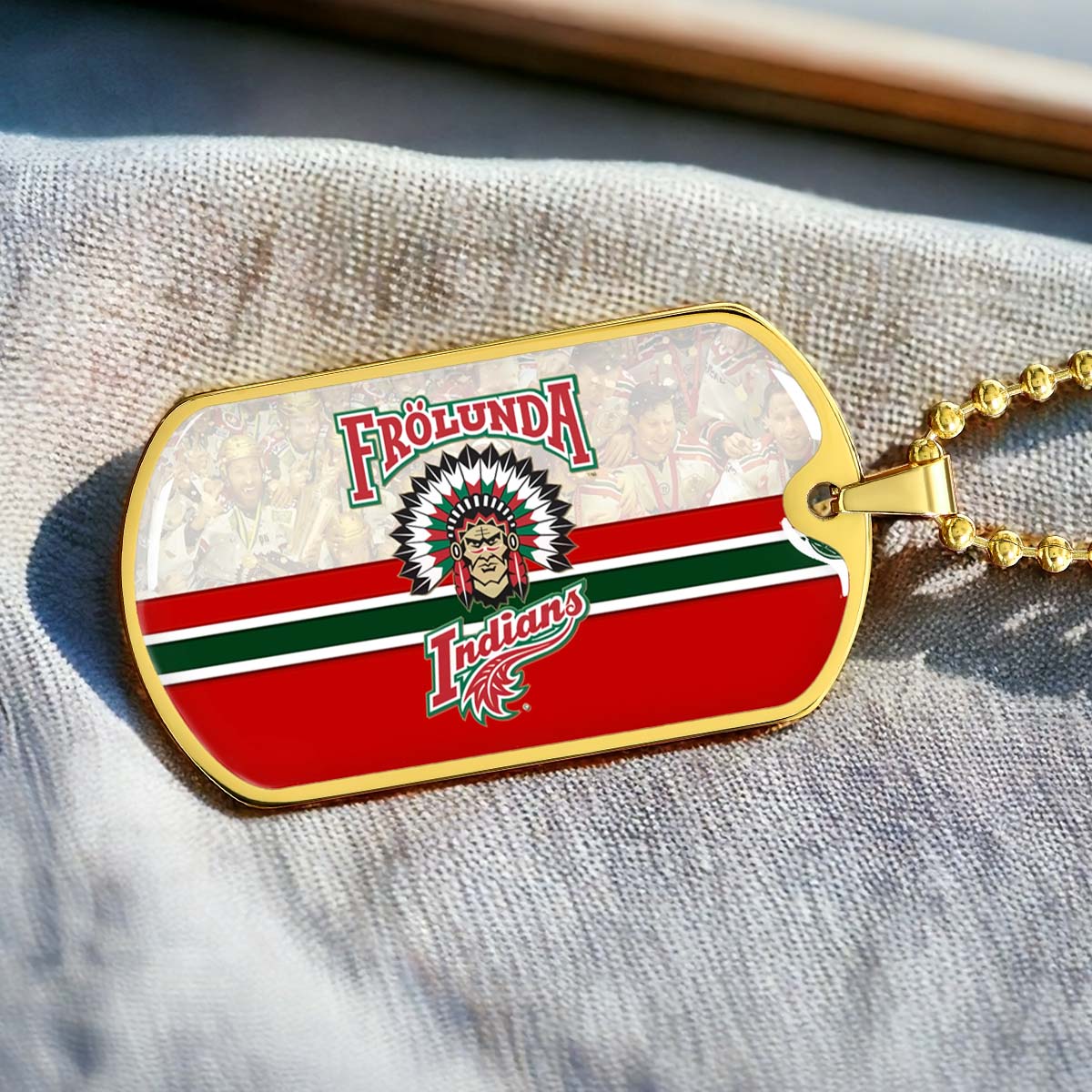 Ice Hockey - HKD008 - Frolunda Indians - FHC Golden - Ice Hockey Dog Tag - Military Ball Chain - Luxury Dog Tag