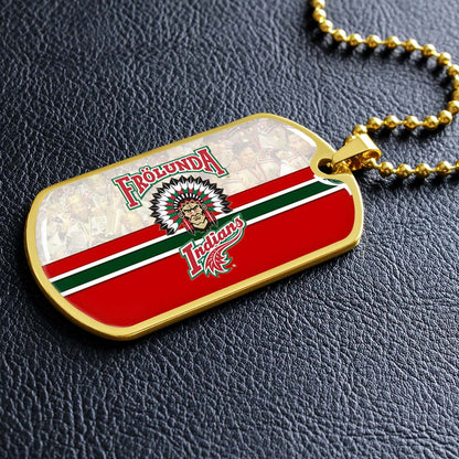 Hockey Dog Tag Necklace - HKD008 - Frolunda Indians - FHC Golden - Military Ball Chain