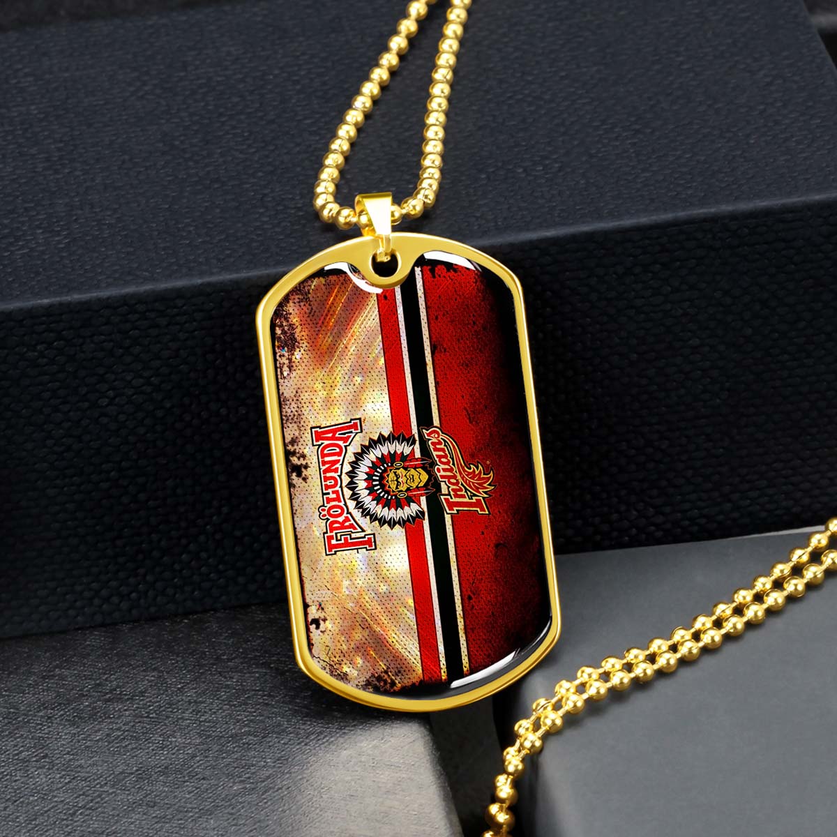 Ice Hockey - HKD009 - Frolunda Indians - FHC Golden - Ice Hockey Dog Tag - Military Ball Chain - Luxury Dog Tag