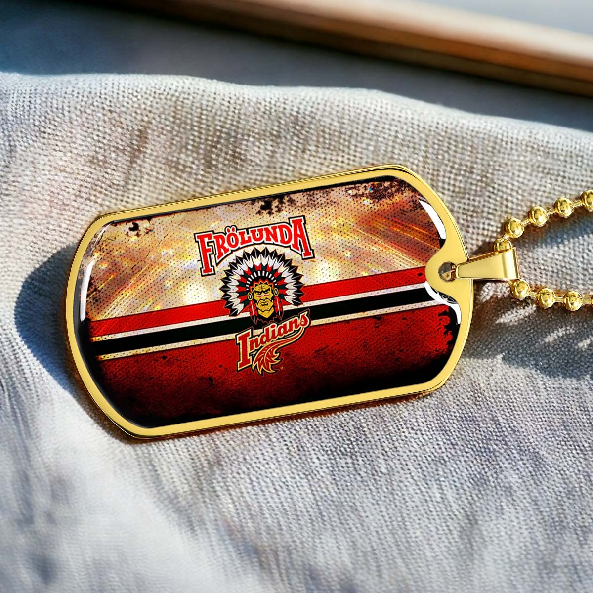 Ice Hockey - HKD009 - Frolunda Indians - FHC Golden - Ice Hockey Dog Tag - Military Ball Chain - Luxury Dog Tag