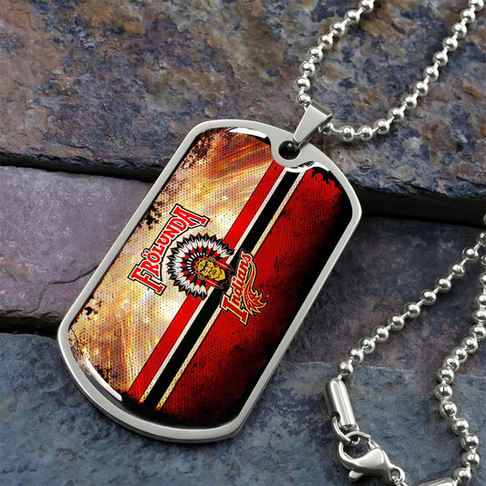 Hockey Dog Tag Necklace - HKD009 - Frolunda Indians - FHC Golden - Military Ball Chain