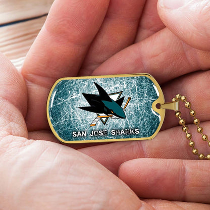 Ice Hockey - HKD010 - San Jose Sharks - Fierce Hockey Spirit on Ice - Ice Hockey Dog Tag - Military Ball Chain - Luxury Dog Tag