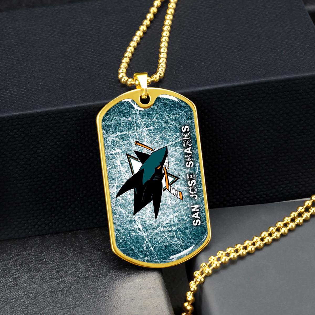 Ice Hockey - HKD010 - San Jose Sharks - Fierce Hockey Spirit on Ice - Ice Hockey Dog Tag - Military Ball Chain - Luxury Dog Tag