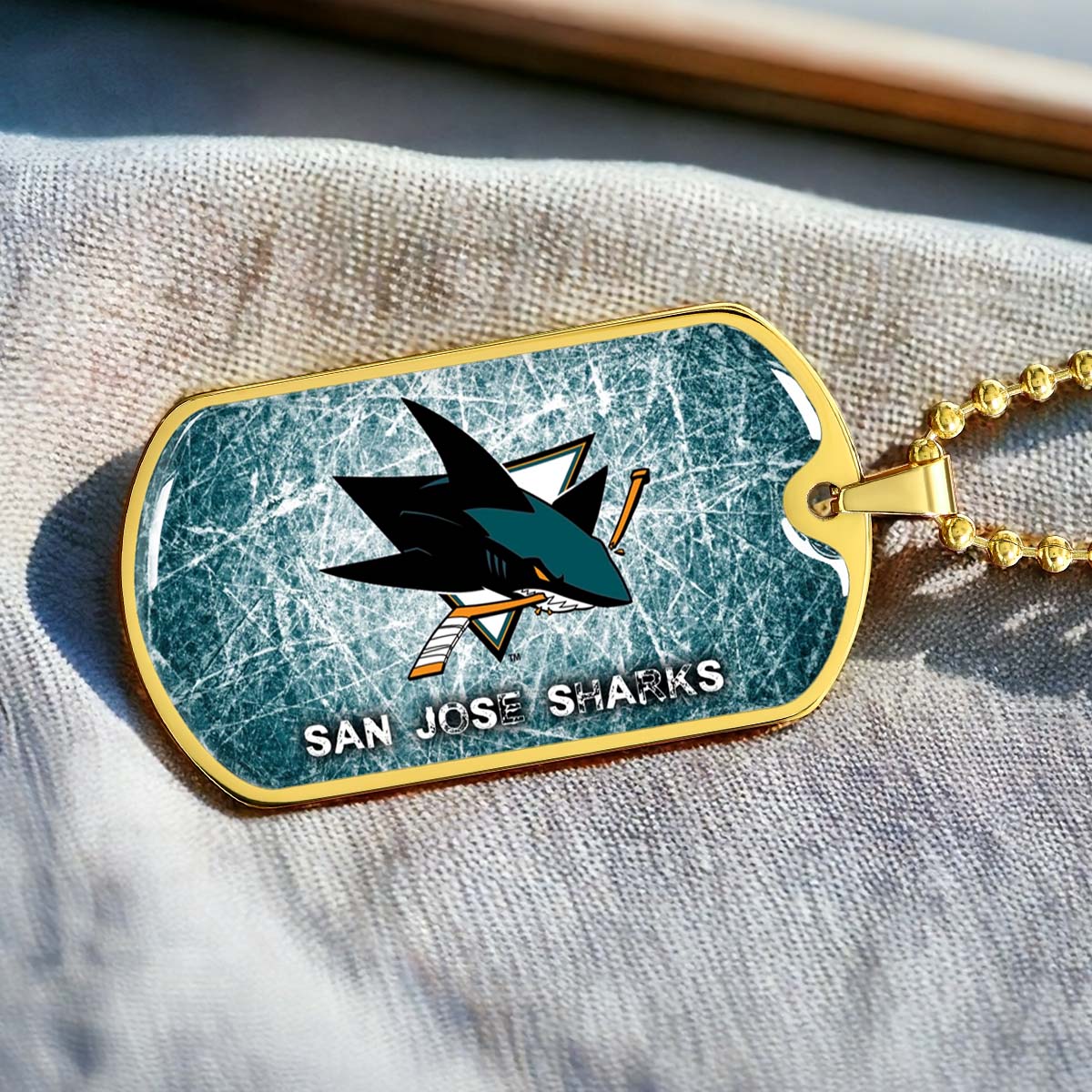 Ice Hockey - HKD010 - San Jose Sharks - Fierce Hockey Spirit on Ice - Ice Hockey Dog Tag - Military Ball Chain - Luxury Dog Tag