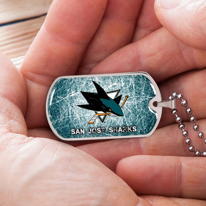Ice Hockey - HKD010 - San Jose Sharks - Fierce Hockey Spirit on Ice - Ice Hockey Dog Tag - Military Ball Chain - Luxury Dog Tag