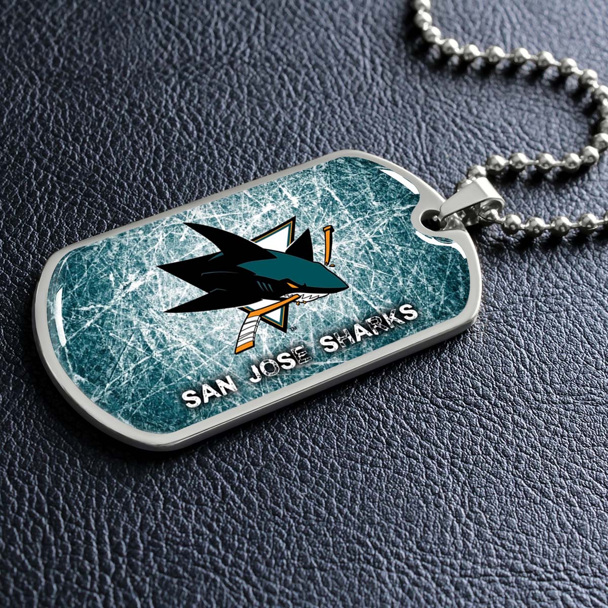 Ice Hockey - HKD010 - San Jose Sharks - Fierce Hockey Spirit on Ice - Ice Hockey Dog Tag - Military Ball Chain - Luxury Dog Tag