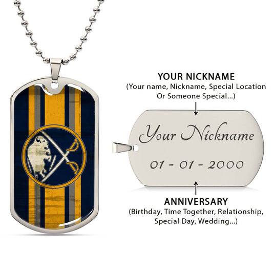 Hockey Dog Tag Necklace - HKD012 - Buffalo Sabres - Military Ball Chain