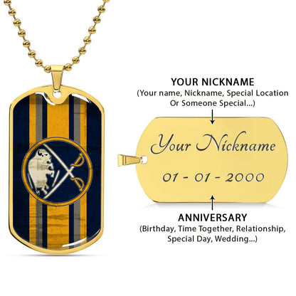 Hockey Dog Tag Necklace - HKD012 - Buffalo Sabres - Military Ball Chain
