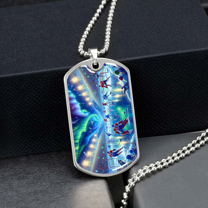 Ice Hockey - HKD017 - Spectacular Northern Lights NHL Game - Ice Hockey Dog Tag - Military Ball Chain - Luxury Dog Tag