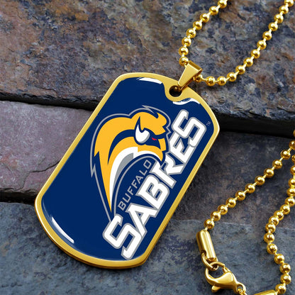 Ice Hockey - HKD018 - Buffalo Sabres Sports - Ice Hockey Dog Tag - Military Ball Chain - Luxury Dog Tag