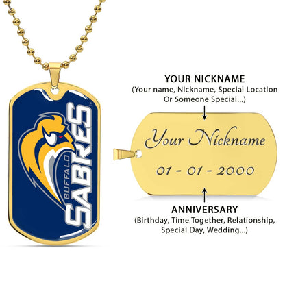 Ice Hockey - HKD018 - Buffalo Sabres Sports - Ice Hockey Dog Tag - Military Ball Chain - Luxury Dog Tag