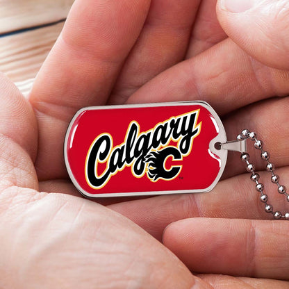 Ice Hockey - HKD021 - Calgary Flames Sports - Ice Hockey Dog Tag - Military Ball Chain - Luxury Dog Tag
