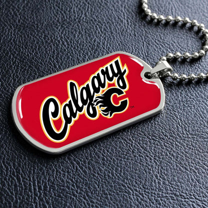 Ice Hockey - HKD021 - Calgary Flames Sports - Ice Hockey Dog Tag - Military Ball Chain - Luxury Dog Tag
