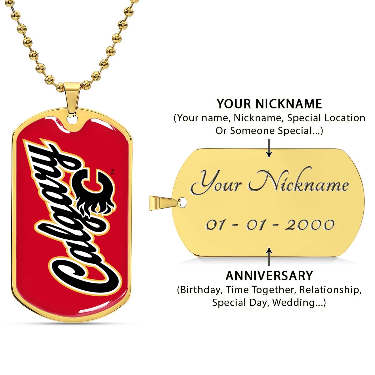Ice Hockey - HKD021 - Calgary Flames Sports - Ice Hockey Dog Tag - Military Ball Chain - Luxury Dog Tag