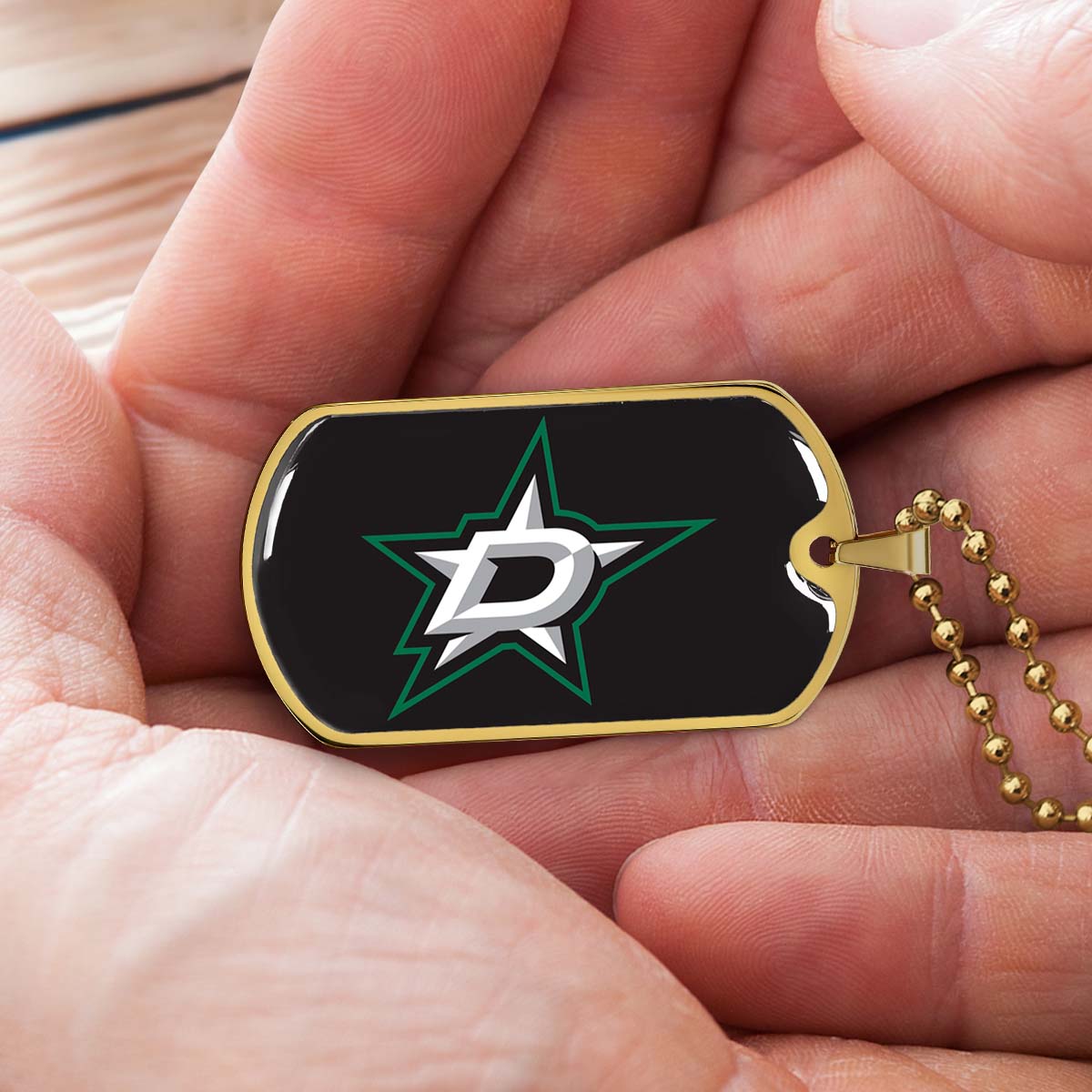Hockey Dog Tag Necklace - HKD023 - Dallas Stars Sports - Military Ball Chain