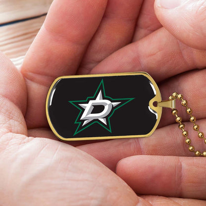 Hockey Dog Tag Necklace - HKD023 - Dallas Stars Sports - Military Ball Chain