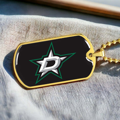 Hockey Dog Tag Necklace - HKD023 - Dallas Stars Sports - Military Ball Chain