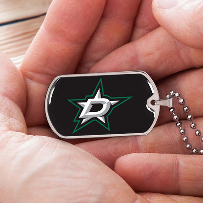 Hockey Dog Tag Necklace - HKD023 - Dallas Stars Sports - Military Ball Chain