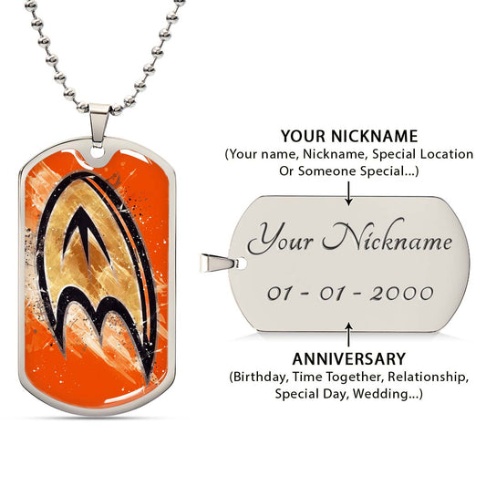 Hockey Dog Tag Necklace - HKD025 - Anaheim Ducks Sports - Military Ball Chain