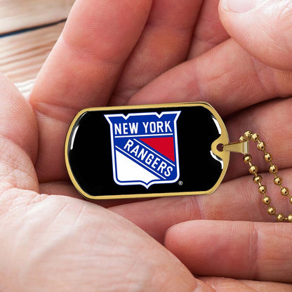 Hockey Dog Tag Necklace - HKD027 - New York Rangers Sports - Military Ball Chain